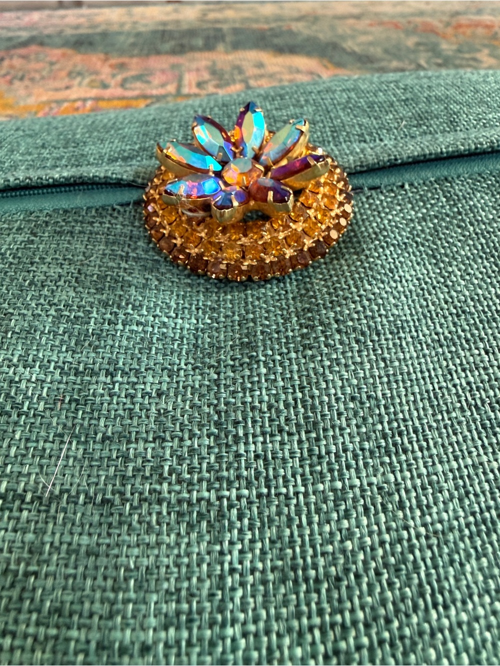 Vintage Juliana DeLizza Elster Topaz AB Rhinestone Pinwheel Brooch Pin 1960s - Picture 2 of 4